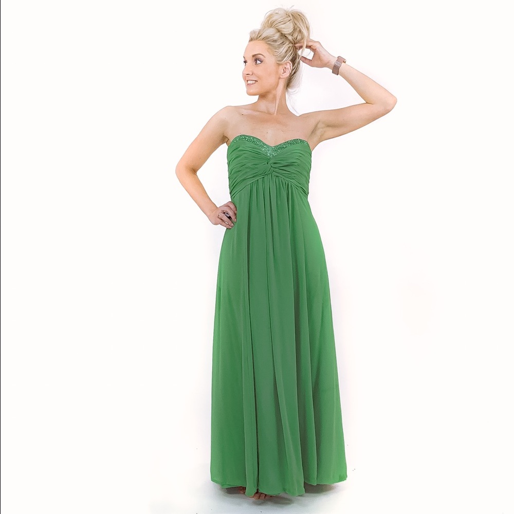 Green Homecoming Pageant Prom Bridesmaid Dress - Picture 2 of 8